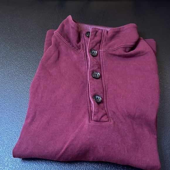 Banana Republic mens mock neck sweater - burgundy, buttons, 3/4 zip, casual - Picture 3 of 4